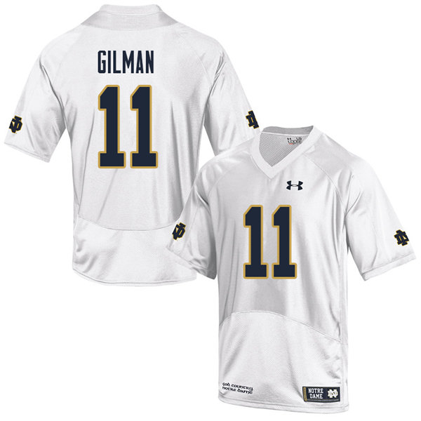 Men's NCAA Notre Dame Fighting Irish #11 Alohi Gilman Stitched College Under Armour Authentic White Big & Tall Football Jersey BG10V87GX